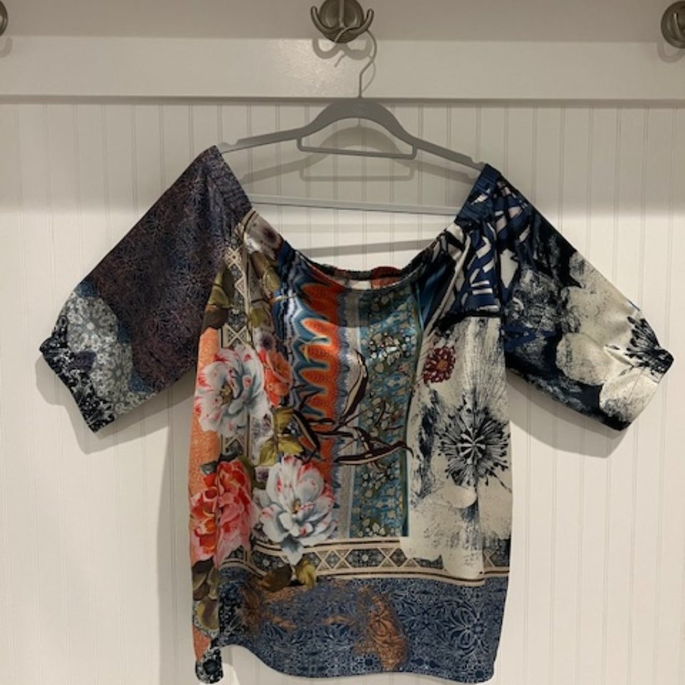 NWT Chico's Floral-Mix Off-The-Shoulder Top, Size 2 Large